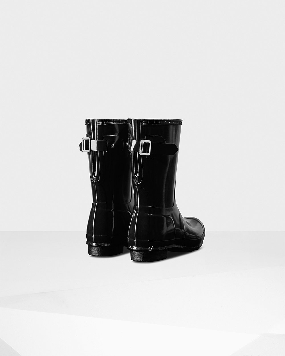 Galochas Curtas Hunter Feminina Pretas - Original Back Adjustable Gloss - 12VGONIPS